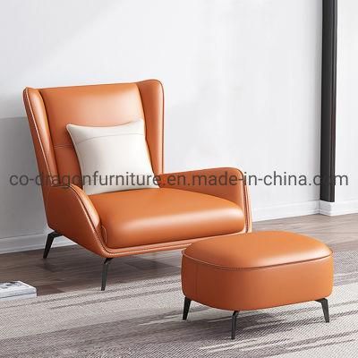 Luxury Home Furniture Metal Legs Leather Leisure Chair with Arm