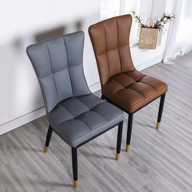 French Lounge Chair Cafe PU Leather Coffee Dining Chair Luxury Living Room Accent Chair with Metal Leg