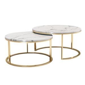 Hot Selling Stainless Steel Furniture Coffee Table Set Marble Coffee Table and Side Table