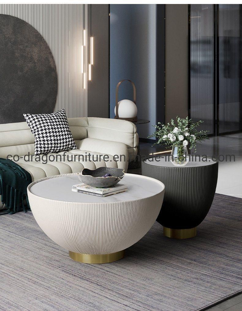 2021 Design Wooden Leather Round Coffee Table for Home Furniture