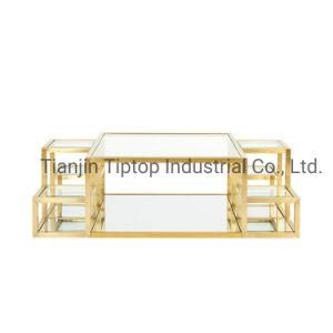 Gold Console Table Glass Top Sofa Table Luxury Modern Coffee Table
