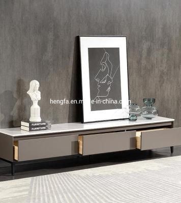 Modern Home Furniture Wood Cabinet Marble Square TV Stand