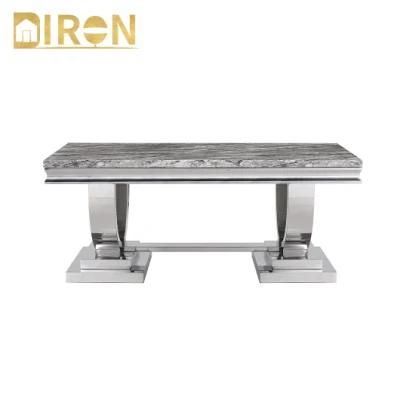 High Quality Coffee Marble Dining Tea Table with 304 Stainless Steel