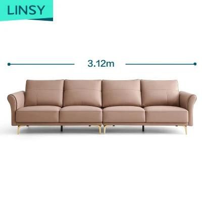 New European Wood Home Furniture Modern Style Genuine Leather Sofa Set BS012