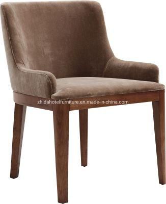 Modern Genuine Leather Fabric Living Room Restaurant Chair with Solid Wood