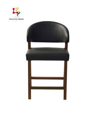 Commercial Restaurant Furniture Wooden Legs Black PU Leather Dining Chair