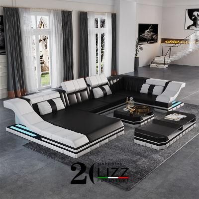 Wholesale Modern Leather Sofa Set Furniture Living Room with LED Light