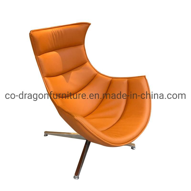 Modern Snail Chair Metal Legs Leather Chaise Lounge Chair Sets