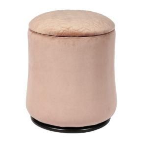 Knobby Modern Pink Velvet Fabric Storage Ottoman Stool