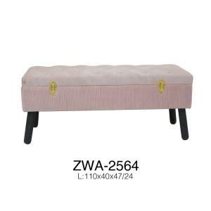 Kd Cute Pink Veltvet Long Storage Stool