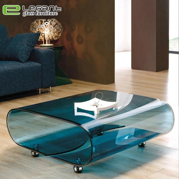 Double-Deck Black Plexiglass Large Coffee Table Top Design