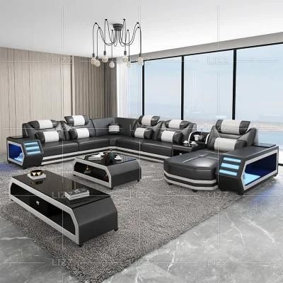 LED U Shape Sofa Modern Home Furniture Sectional Home Sofa
