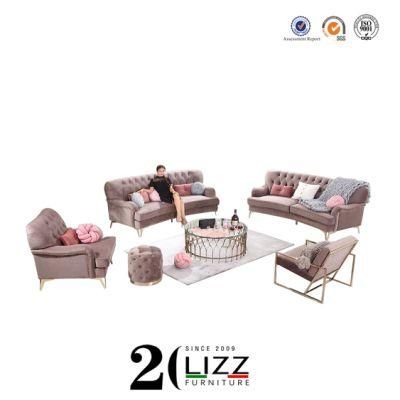 Wholesale Discount Modern Living Room Leisure Velvet Fabric Chesterfield Sofa
