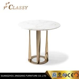 Metal Golden Stainless Steel Base with Artificial Marble Top for Sofa Side Table