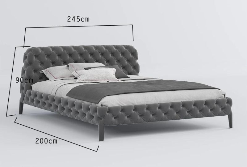 Wholesale High End Wooden Home Bedroom Furniture European Luxury Queen King Size Fabric Bed