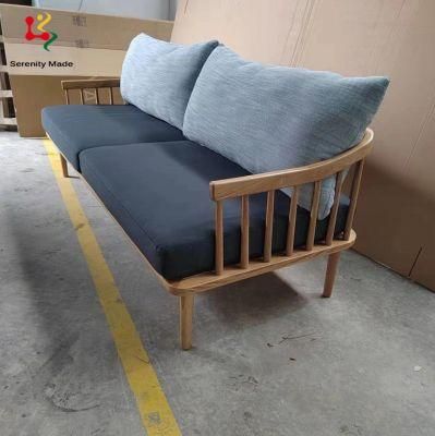 Nordic Style Outdoor Wood Frame Soft Fabric Seat Club House Balcony Living Room Sofa Chair
