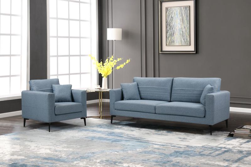 Nova 83′ ′ Velvet Square Arm Sofa with 3 Seat and 2 Pillow