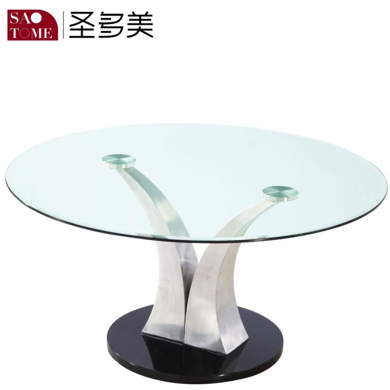 Modern Living Room Furniture Clear Glass High Gloss Black MDF Lamp Table