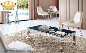 Modern Living Room Stainless Steel Glass Coffee Table