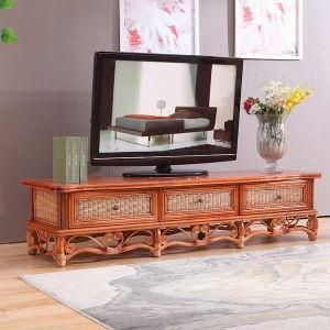 Wholesale Rattan TV Cabinet Soild Wood TV Stand for Living Room