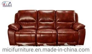 Red Theater Home Furniture Recliner Real Leather Cinema Sofa