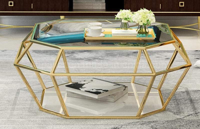 Nordic Steel Base Tempered Glass Coffee Center Table