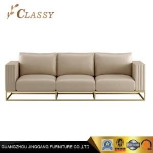 Hotel Furniture Reception Sofa 3 Seater Leather Sofa in Steel Based
