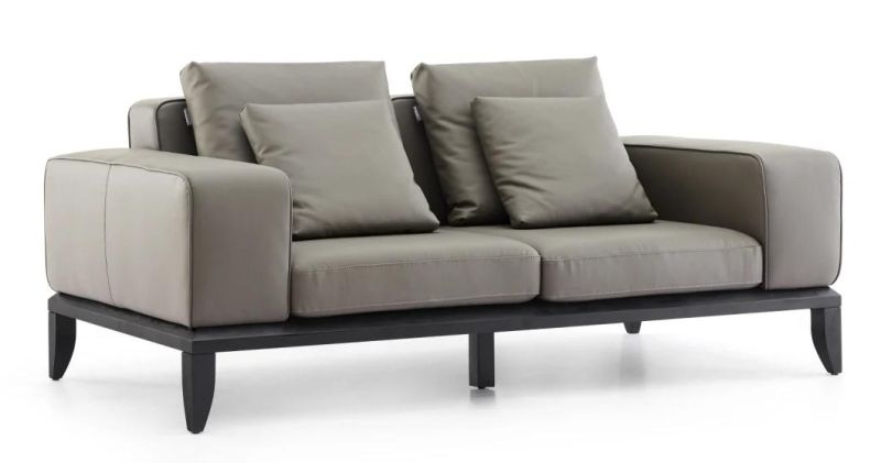 Lm19 3 Seater Sofa with Armrest, Italian Minimalist Style Genuine Leather Sofas in Home Living Room and Hotel