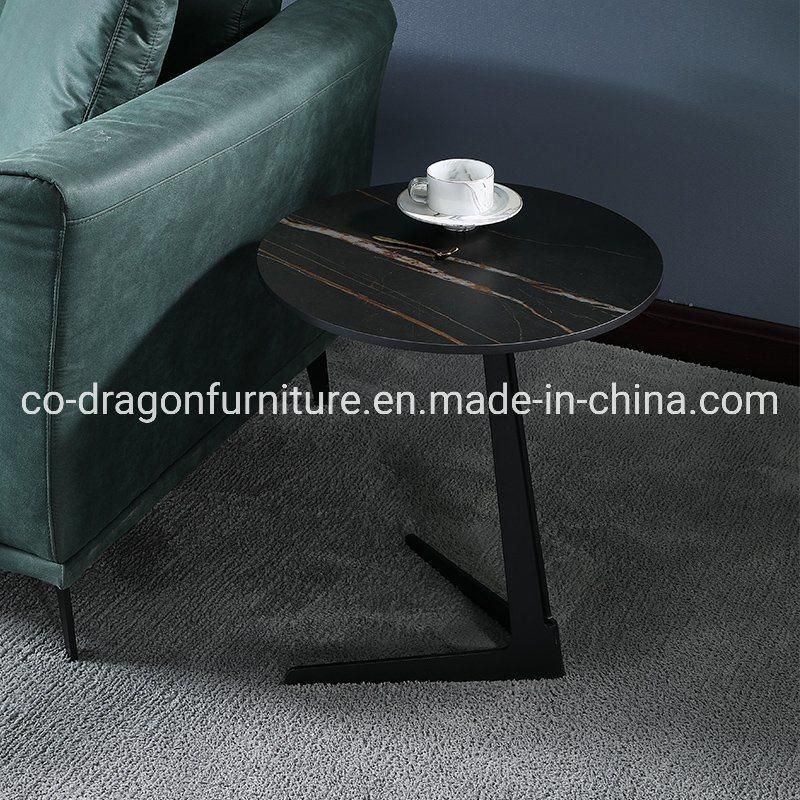 Fashion Minimalism Home Furniture Steel End Table with Marble Top