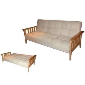 Sofa Bed with Wooden Armrest (WD-557)