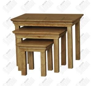 Solid Oak Nest Tabe, Wooden Nesting Tables