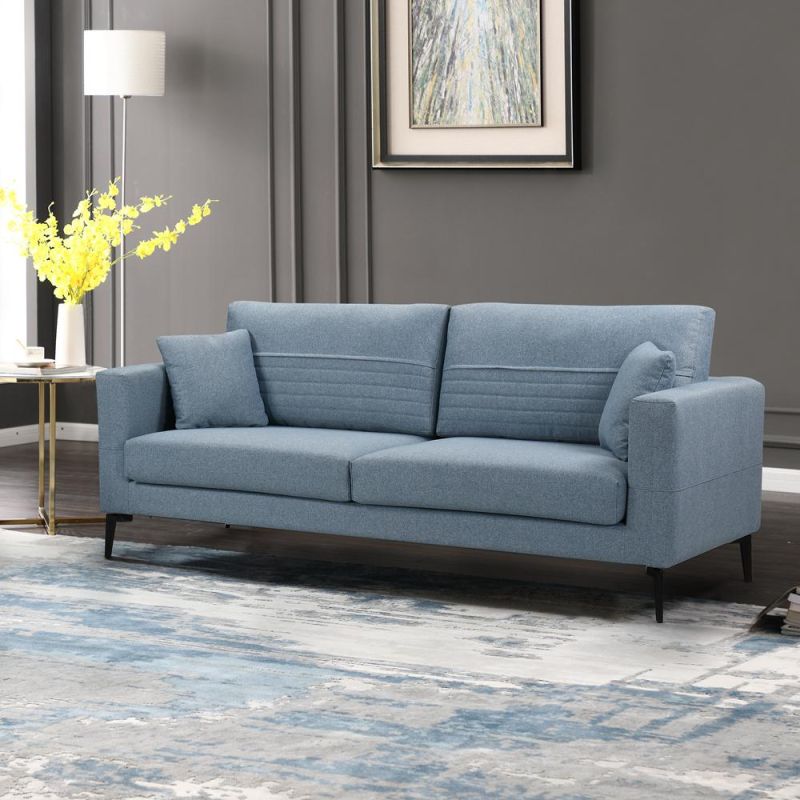 Nova 83′ ′ Velvet Square Arm Sofa with 3 Seat and 2 Pillow