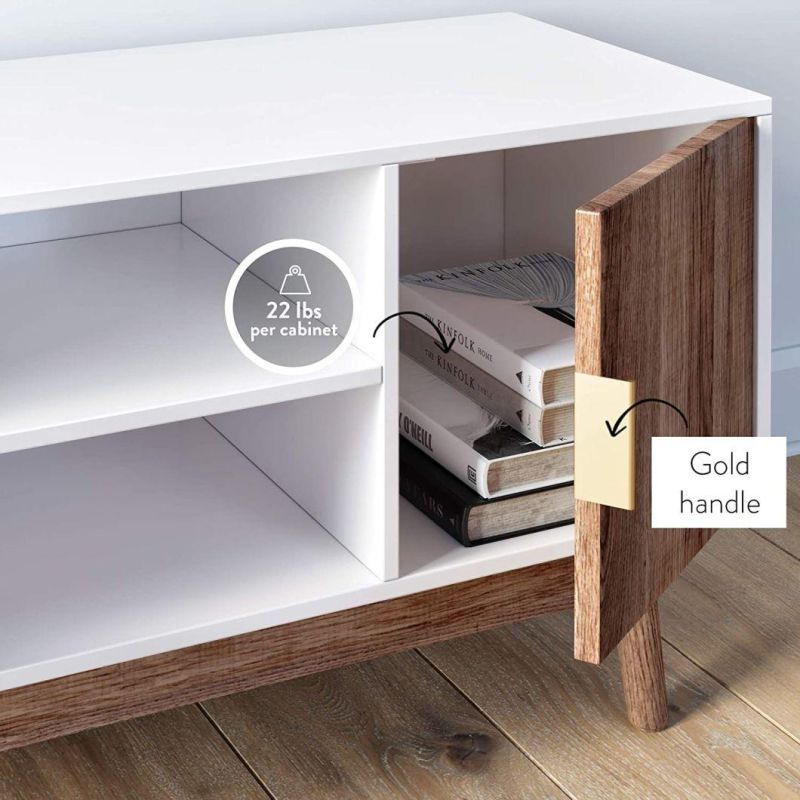 Modern TV Stand TV Cabinet Media Console with Wooden Frame Cabinet Doors