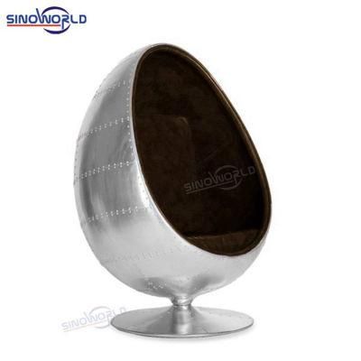 Aluminum Arne Jacobsen Vintage Leather Metal Swivel Egg Ball Chair