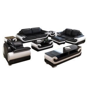 Germany Design Soft Miami Sofa 123 Sofa Set Black with White Color