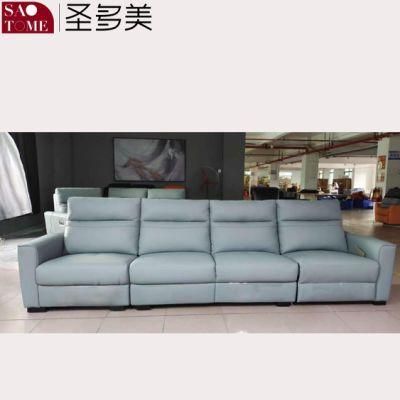 Minimalist Smart Home Leather Eucalyptus Wood Frame Functional Sofa
