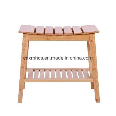 Amazon Hot Bamboo Bathroom Bench Seat with Chair Wooden SPA Bath Stool Chair with Storage