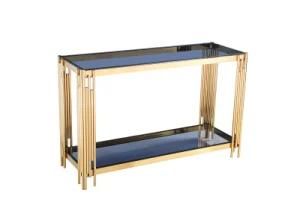 Luxury Living Room Furniture Stainless Steel Coffee Table Glass Console Table