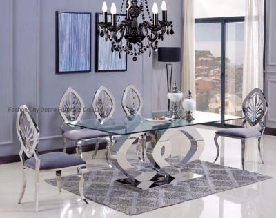 Modern Clear Glass Dining Table and Chair Set Hotel Furniture