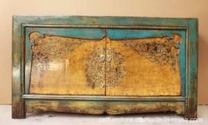 Vintage Hand Painted Chinoiserie Wood Old Furniture Cabinet