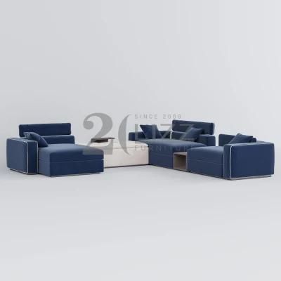 L Shape Home Living Room Fabric Sofa with Ottoman &amp; Middle Table for Modern Home Furniture