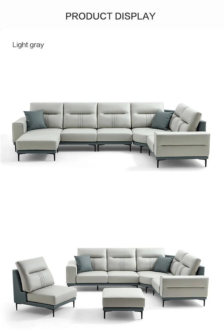 China Non Inflatable Furniture Living Room Modern Design Genuine Leather Sofa Tbs061