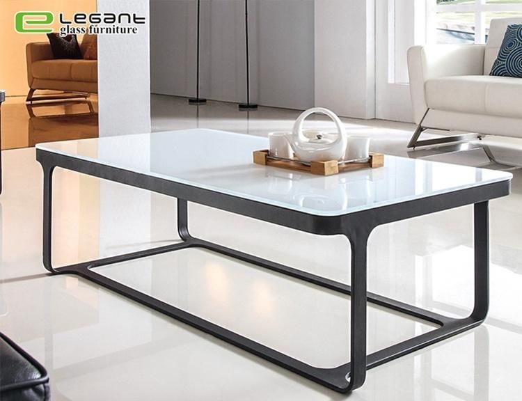 Clear Tempered Glass Coffee Table with Polished Stainless Steel Base