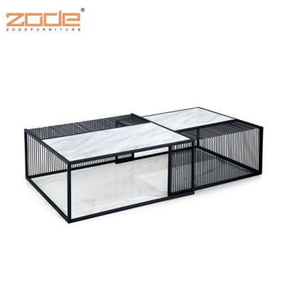 Zode Metal Marble Round End Table Coffee Table Set Living Room