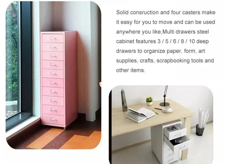 6-Drawer Rolling Storage Cart with Organizer Drawers for Home Office Use