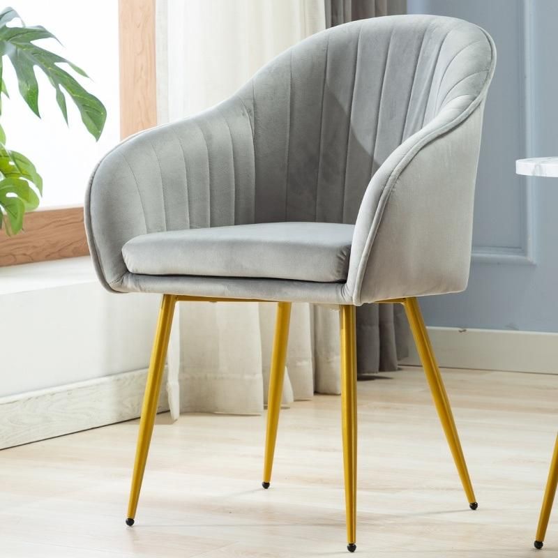 Comfortable Leisure Office Living Room Home Velvet Fabric Copper Plating Metal Legs Sofa Chair