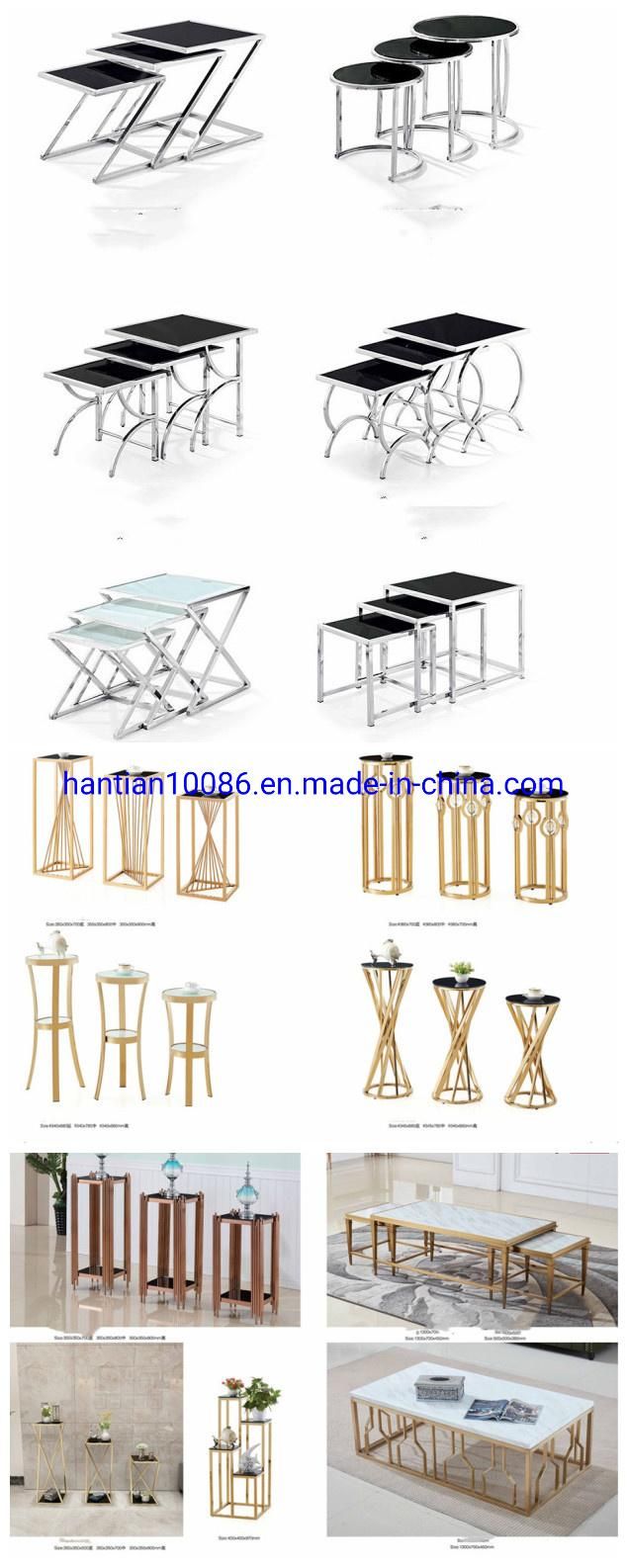 Gold Round Event Tables and Chairs Banquet Hall Decoration Ring Coffee Tables