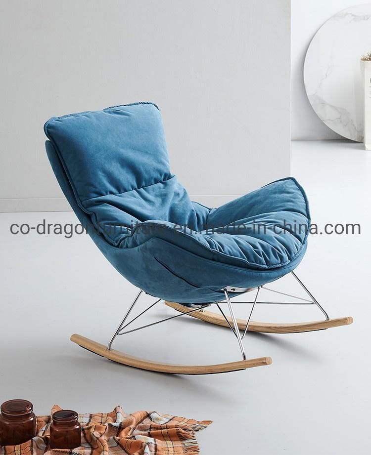 Leisure Wooden Legs Fabric Rocking Chair for Living Room Furniture