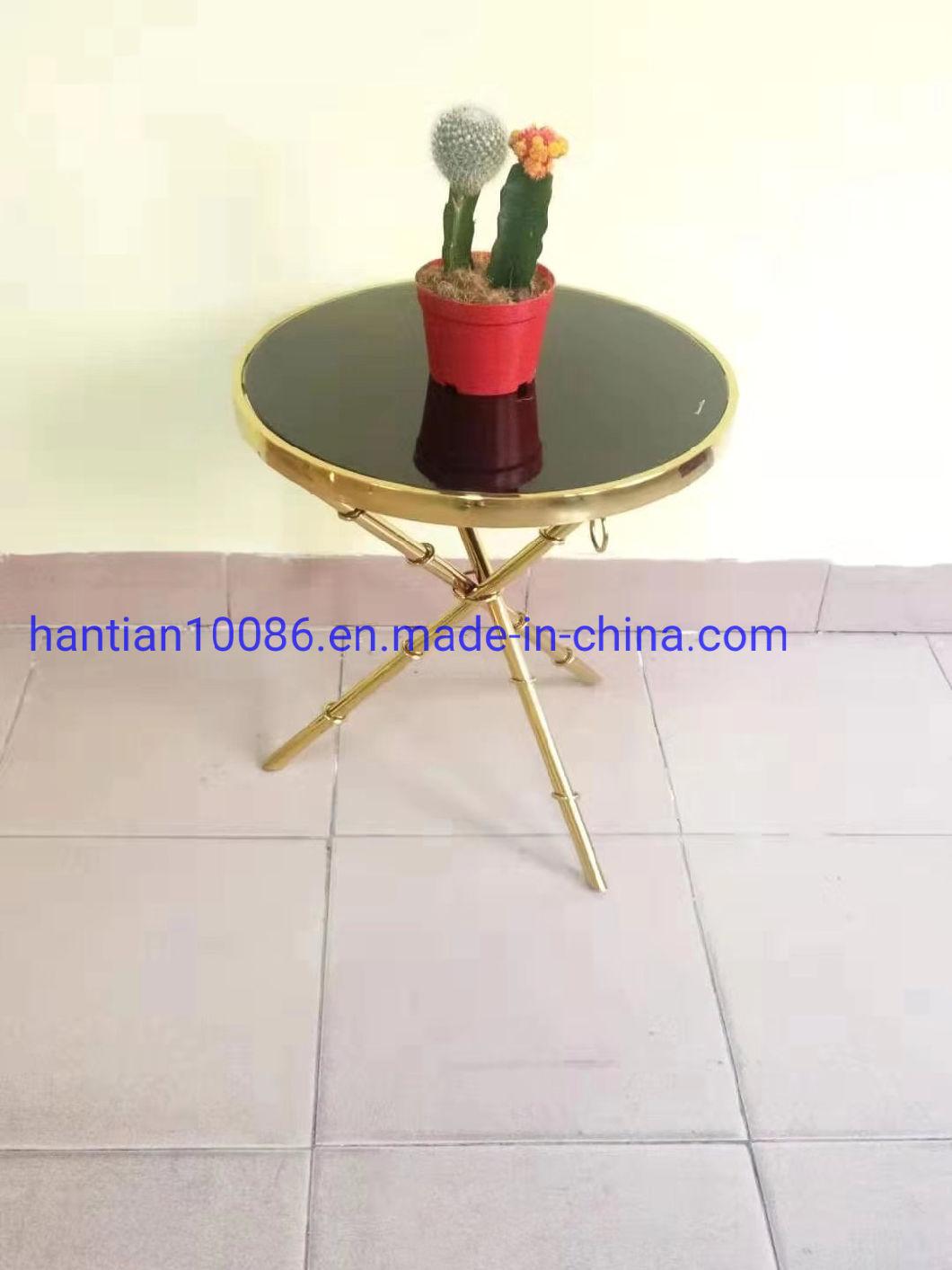 Gold Round Event Tables and Chairs Banquet Hall Decoration Ring Coffee Tables