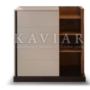 MDF Lacquer Storage Unit with Wood Veneer Outer Shell (SU122)